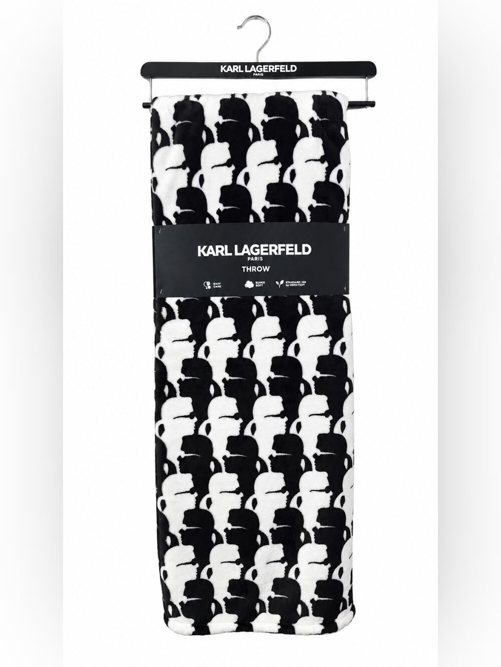 Karl Lagerfeld Black & White Throw Blanket NWT